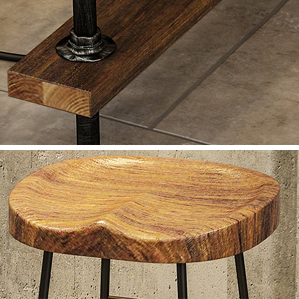 Mesa de barra de madera maciza rectángulo industrial Juego de mesa 1/4/7 piezas de mostrador con taburetes altos