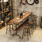 Mesa de barra de madera maciza rectángulo industrial Juego de mesa 1/4/7 piezas de mostrador con taburetes altos
