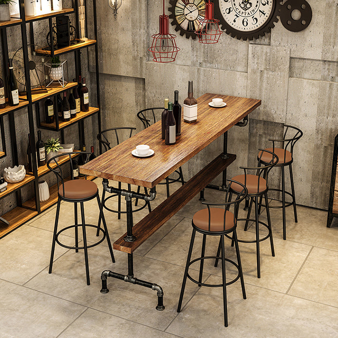 Mesa de barra de madera maciza rectángulo industrial Juego de mesa 1/4/7 piezas de mostrador con taburetes altos
