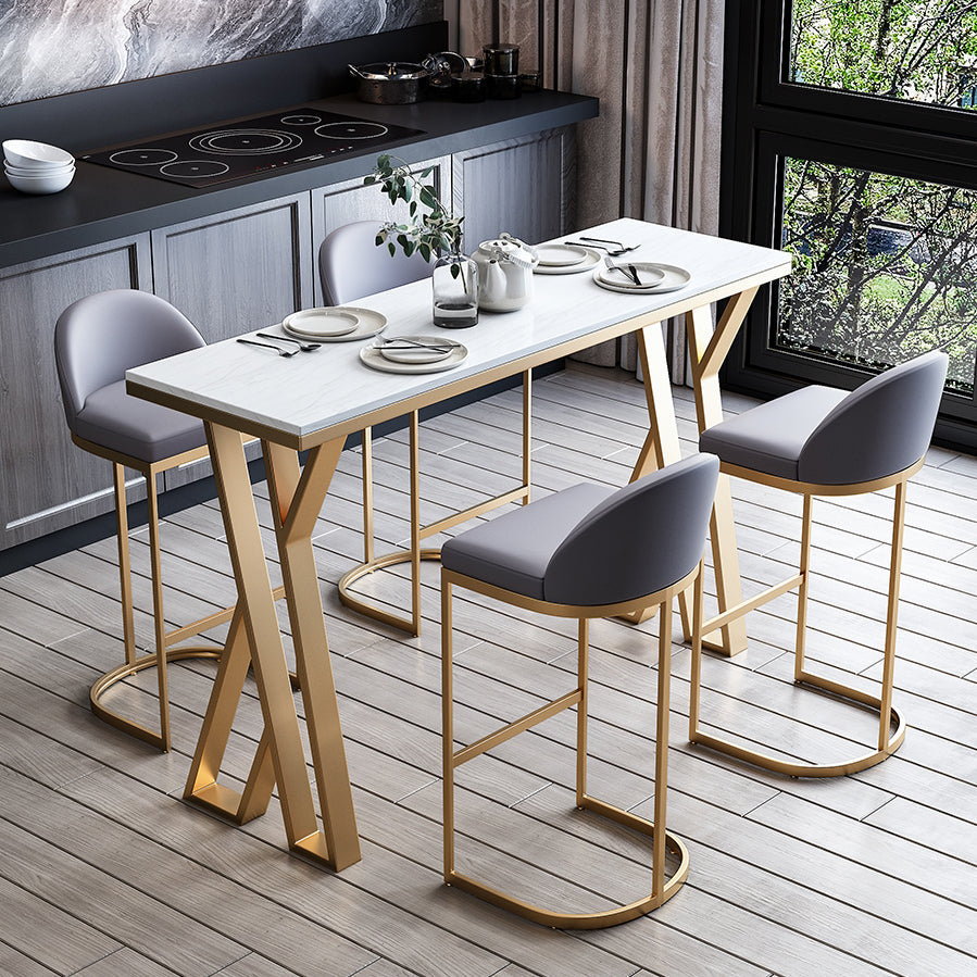 Set di altezza da banco glam interno 1/2/3/5/7 pezzi set di pub top in pietra bianca rettangolo