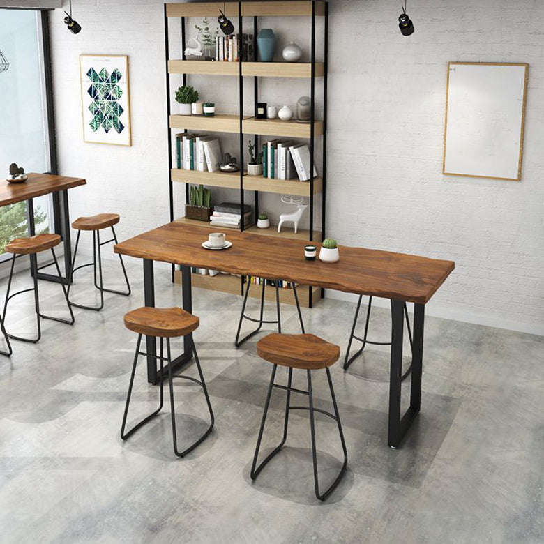 Modern Rectangle Solid Wood Bar Table Set 1/5/6 Pieces Counter Table with Backless Stools 5 Pieces: Table, 4 Stools Clearhalo 'Bar Furniture' 'furn' 'furn_home_bar_bar_sets' 'Furniture' 'Home Bars & Bar Sets' 'home_bar_bar_sets' 'Kitchen & Dining Furniture' 5562513