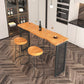 Juego de mesa de barra de madera maciza rectángulo industrial 1/2/3/4/5/7 Table de mostrador de piezas con heces