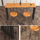 Industrial Rectangle Solid Wood Bar Table Set 1/2/3/4/5/7 Pieces Counter Table with Stools