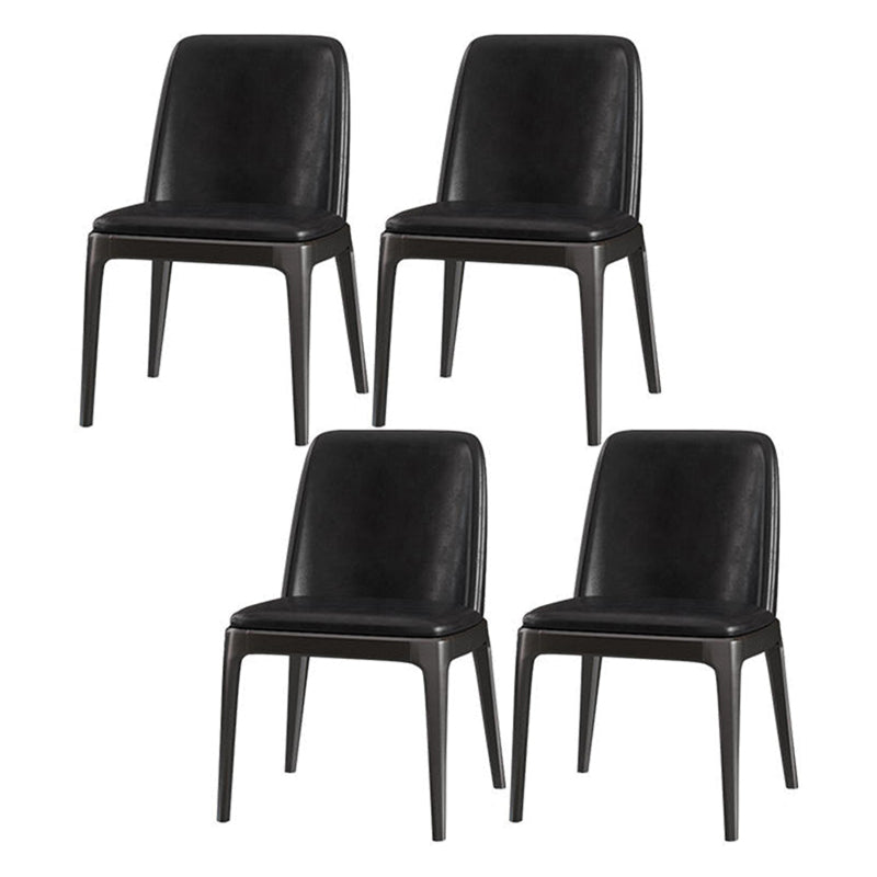 Designer 1/4/5/7 Pieces Dining Set Rectangular Double Pedestal Dinette Set with Stone Top 4 Black Chairs Clearhalo 'Dining Room Sets' 'Dining Tables & Seating' 'dining_room_set' 'furn' 'furn_dining_room_set' 'Furniture' 'Kitchen & Dining Furniture' 5562749