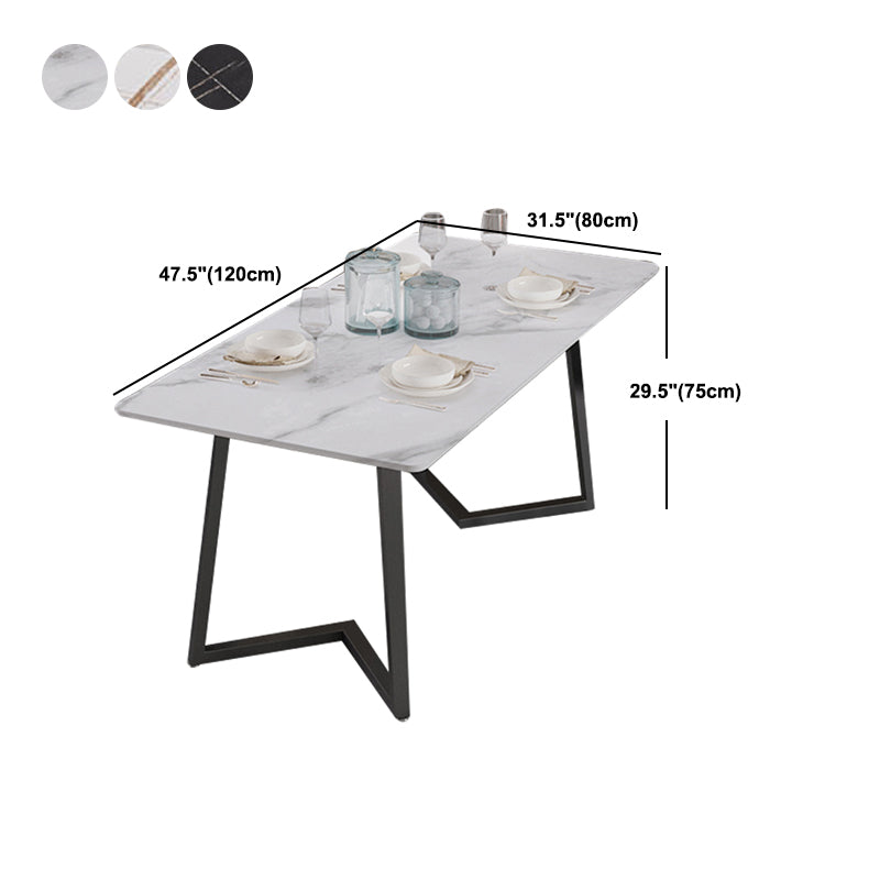 Designer 1/4/5/7 Pieces Dining Set Rectangular Double Pedestal Dinette Set with Stone Top Clearhalo 'Dining Room Sets' 'Dining Tables & Seating' 'dining_room_set' 'furn' 'furn_dining_room_set' 'Furniture' 'Kitchen & Dining Furniture' 5562765
