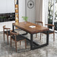 Industrial 1/2/5 Pieces Dining Set Rectangle Natural Trestle Dinette Set with Black Base