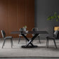 Modern Style Black Sintered Stone Dining Table Set Rectangle 1/4/5 Pieces Dining Set Clearhalo 'Dining Room Sets' 'Dining Tables & Seating' 'dining_room_set' 'furn' 'furn_dining_room_set' 'Furniture' 'Kitchen & Dining Furniture' 5562806