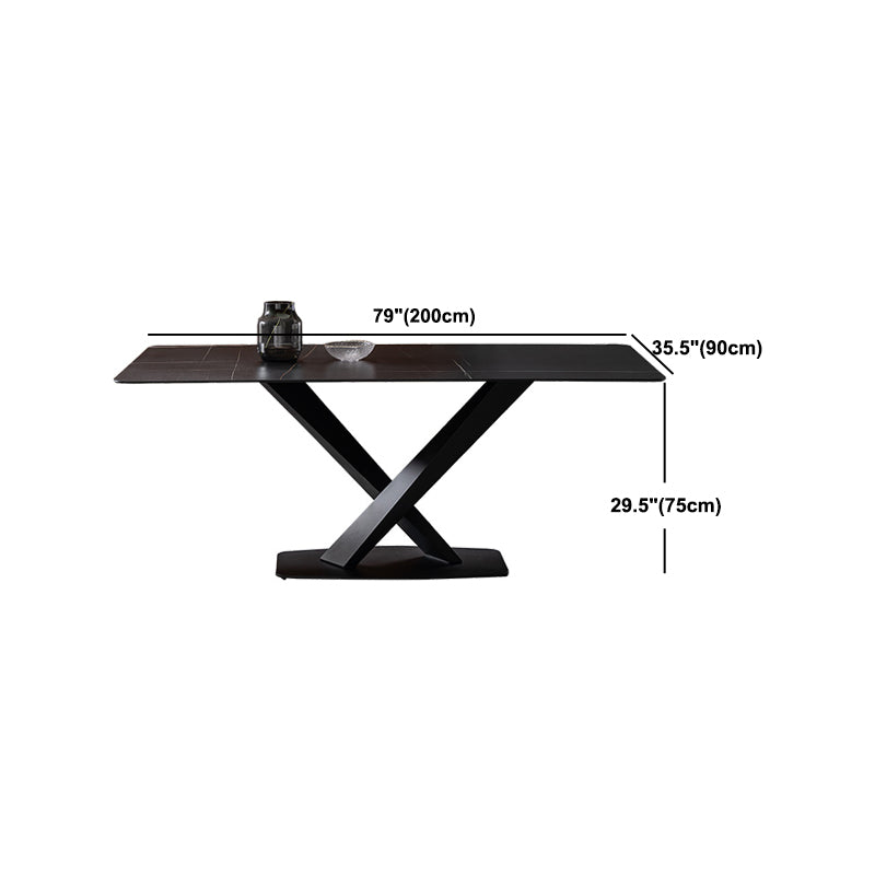Modern Style Black Sintered Stone Dining Table Set Rectangle 1/4/5 Pieces Dining Set Clearhalo 'Dining Room Sets' 'Dining Tables & Seating' 'dining_room_set' 'furn' 'furn_dining_room_set' 'Furniture' 'Kitchen & Dining Furniture' 5562817