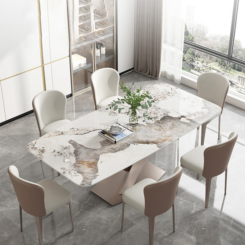 Modern Style Sintered Stone Dining Table Set 1/2/5/7 Pieces Dining Set for Home Use Clearhalo 'Dining Room Sets' 'Dining Tables & Seating' 'dining_room_set' 'furn' 'furn_dining_room_set' 'Furniture' 'Kitchen & Dining Furniture' 5562821
