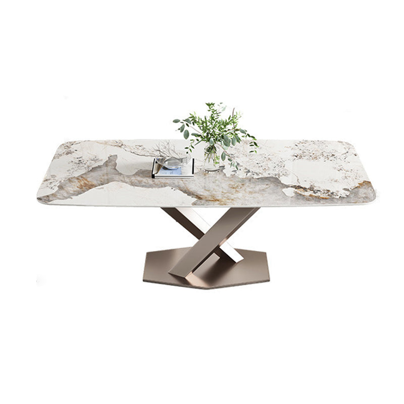 Modern Style Sintered Stone Dining Table Set 1/2/5/7 Pieces Dining Set for Home Use White 70.9"L x 35.4"W Clearhalo 'Dining Room Sets' 'Dining Tables & Seating' 'dining_room_set' 'furn' 'furn_dining_room_set' 'Furniture' 'Kitchen & Dining Furniture' 5562824