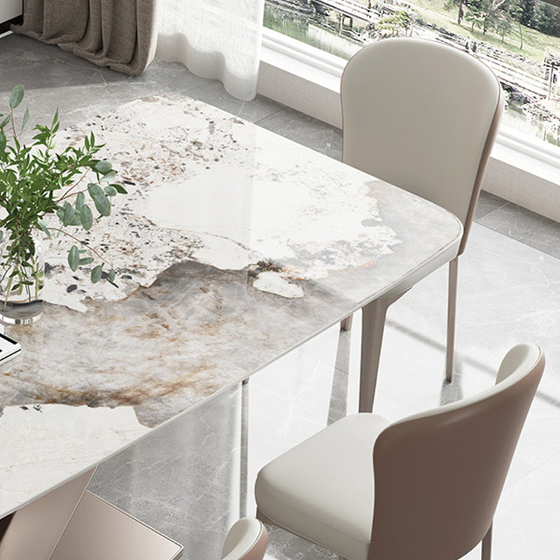 Modern Style Sintered Stone Dining Table Set 1/2/5/7 Pieces Dining Set for Home Use Clearhalo 'Dining Room Sets' 'Dining Tables & Seating' 'dining_room_set' 'furn' 'furn_dining_room_set' 'Furniture' 'Kitchen & Dining Furniture' 5562826