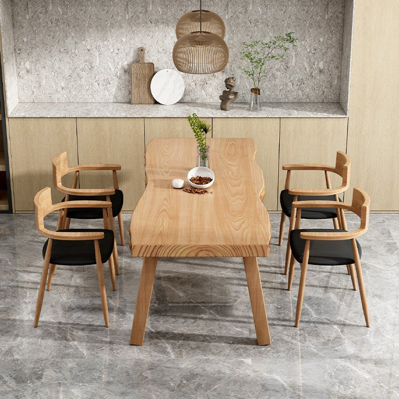 Modern 1/2/5/6/7 Pieces Dining Set Solid Wood Legs Dining Furniture Items in Natural 5 Pieces: Table, 4 Black Chairs Clearhalo 'Dining Room Sets' 'Dining Tables & Seating' 'dining_room_set' 'furn' 'furn_dining_room_set' 'Furniture' 'Kitchen & Dining Furniture' 5562840