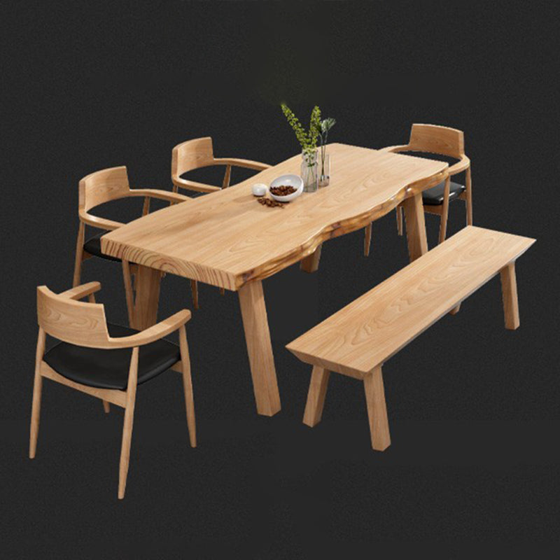 Modern 1/2/5/6/7 Pieces Dining Set Solid Wood Legs Dining Furniture Items in Natural Clearhalo 'Dining Room Sets' 'Dining Tables & Seating' 'dining_room_set' 'furn' 'furn_dining_room_set' 'Furniture' 'Kitchen & Dining Furniture' 5562845