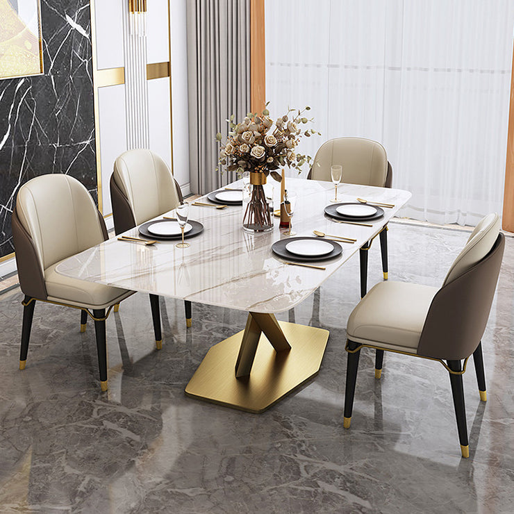 Set da pranzo in pietra sinterizzato in stile glam rettangolo 1/4/5/6/7 pezzi set da pranzo