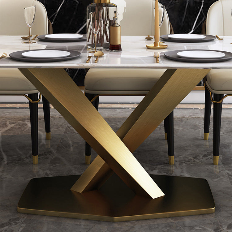 Set da pranzo in pietra sinterizzato in stile glam rettangolo 1/4/5/6/7 pezzi set da pranzo