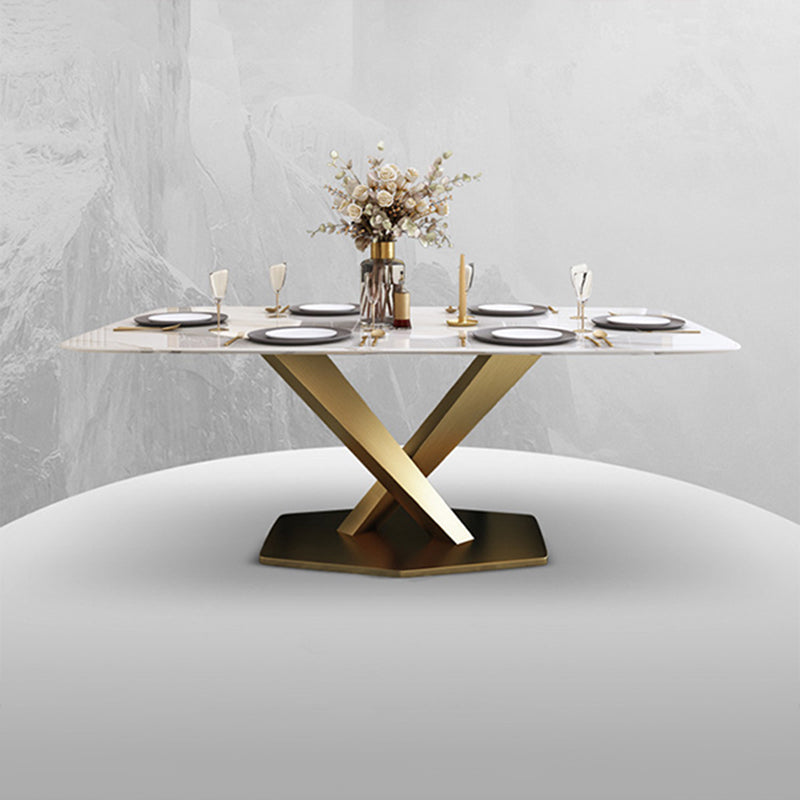 Set da pranzo in pietra sinterizzato in stile glam rettangolo 1/4/5/6/7 pezzi set da pranzo