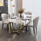 Glam Sintered Stone Dining Set Rectangle 1/4/5/6/7 Pieces Dining Set for Dining Areas