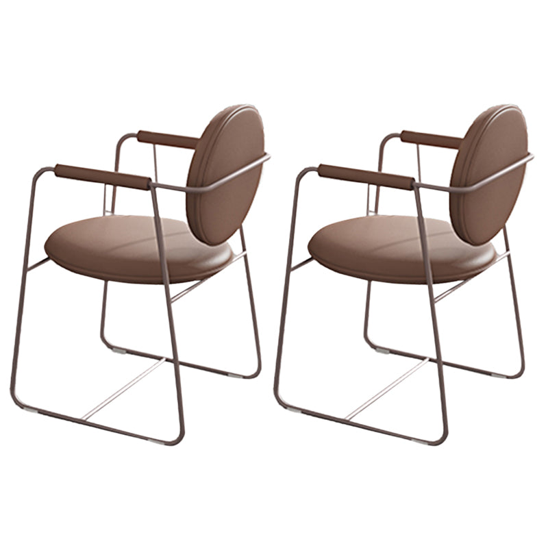 Modern Sintered Stone Dining Table Set 1/2/5/7 Pieces Rectangle Dining Set 2 Brown Chairs Clearhalo 'Dining Room Sets' 'Dining Tables & Seating' 'dining_room_set' 'furn' 'furn_dining_room_set' 'Furniture' 'Kitchen & Dining Furniture' 5562935
