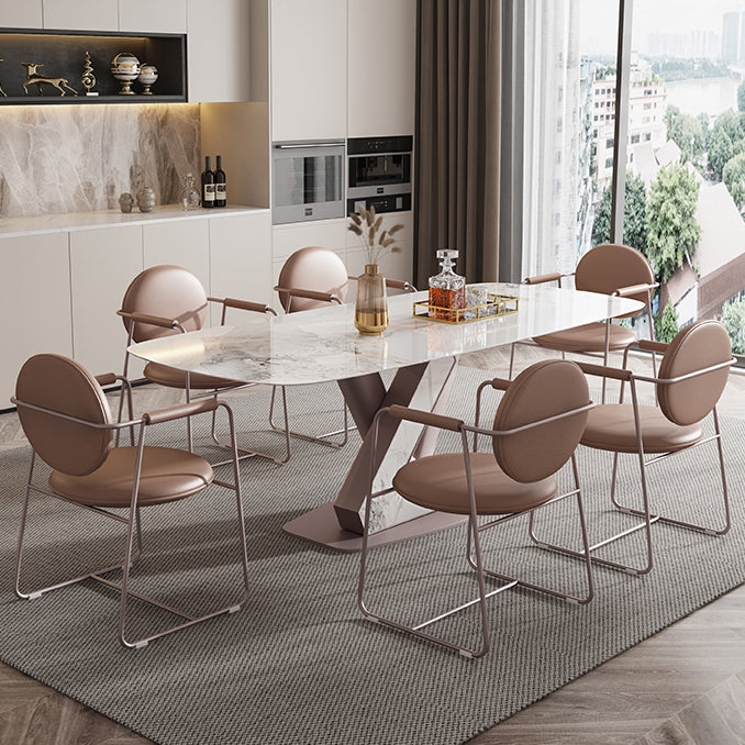Modern Sintered Stone Dining Table Set 1/2/5/7 Pieces Rectangle Dining Set Clearhalo 'Dining Room Sets' 'Dining Tables & Seating' 'dining_room_set' 'furn' 'furn_dining_room_set' 'Furniture' 'Kitchen & Dining Furniture' 5562936