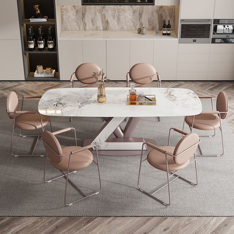 Modern Sintered Stone Dining Table Set 1/2/5/7 Pieces Rectangle Dining Set Clearhalo 'Dining Room Sets' 'Dining Tables & Seating' 'dining_room_set' 'furn' 'furn_dining_room_set' 'Furniture' 'Kitchen & Dining Furniture' 5562938