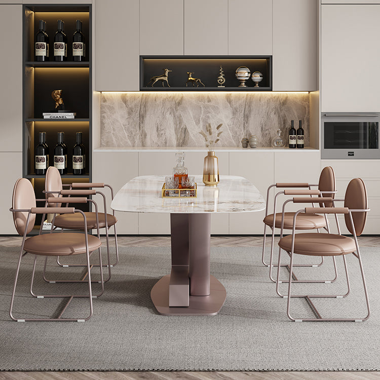 Modern Sintered Stone Dining Table Set 1/2/5/7 Pieces Rectangle Dining Set Clearhalo 'Dining Room Sets' 'Dining Tables & Seating' 'dining_room_set' 'furn' 'furn_dining_room_set' 'Furniture' 'Kitchen & Dining Furniture' 5562943