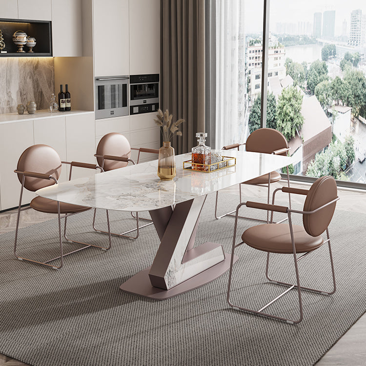 Modern Sintered Stone Dining Table Set 1/2/5/7 Pieces Rectangle Dining Set Clearhalo 'Dining Room Sets' 'Dining Tables & Seating' 'dining_room_set' 'furn' 'furn_dining_room_set' 'Furniture' 'Kitchen & Dining Furniture' 5562944