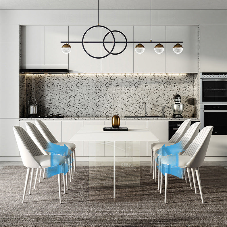 Rechteckstein Esstisch zeitgenössischer Esstisch mit doppelter Sockelbasis