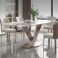Stone Top Dining Table Rectangle Modern Table with Pedestal Base