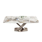 Stone Top Dining Table Rectangle Modern Table with Pedestal Base