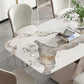 Stone Top Dining Table Rectangle Modern Table with Pedestal Base