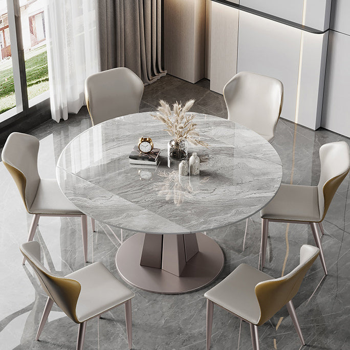 Stone Top Dining Table Round Dining Table with Pedestal Base