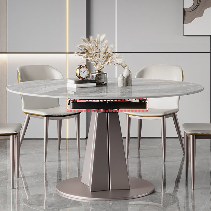Stone Top Dining Table Round Dining Table with Pedestal Base