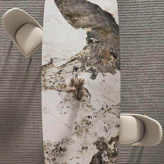 Contemporary Stone Dining Table Rectangle Table with Pedestal Base Clearhalo 'Dining Tables & Seating' 'Dining Tables' 'dining_table' 'furn' 'furn_dining_table' 'Furniture' 'Kitchen & Dining Furniture' 5563076