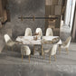 Contemporary Stone Dining Table Rectangle Table with Pedestal Base Clearhalo 'Dining Tables & Seating' 'Dining Tables' 'dining_table' 'furn' 'furn_dining_table' 'Furniture' 'Kitchen & Dining Furniture' 5563080
