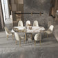 Contemporary Stone Dining Table Rectangle Table with Pedestal Base Clearhalo 'Dining Tables & Seating' 'Dining Tables' 'dining_table' 'furn' 'furn_dining_table' 'Furniture' 'Kitchen & Dining Furniture' 5563083