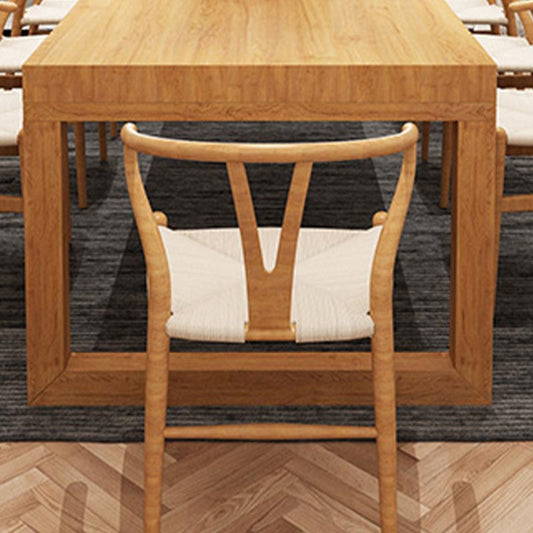 Natural Dining Table with Sled Base Rectangle Modern Solid Wood Dining Site Table