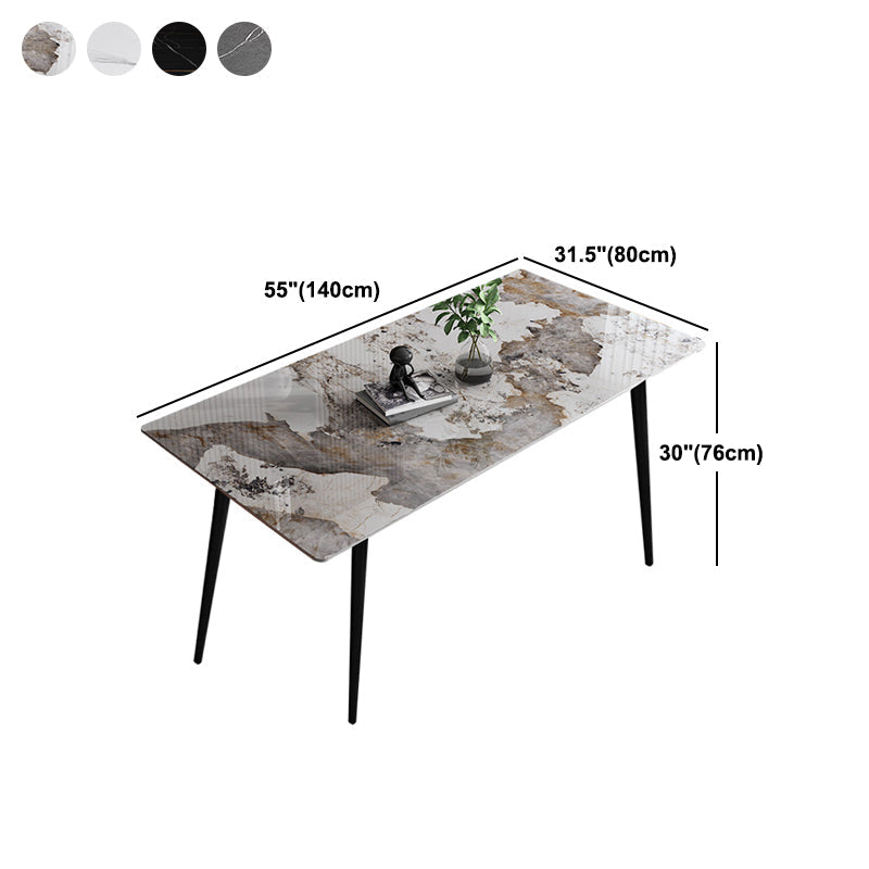 Stone Top Table 4 Legs Rectangle Dining Table for Home Kitchen Dinner Clearhalo 'Dining Tables & Seating' 'Dining Tables' 'dining_table' 'furn' 'furn_dining_table' 'Furniture' 'Kitchen & Dining Furniture' 5563197