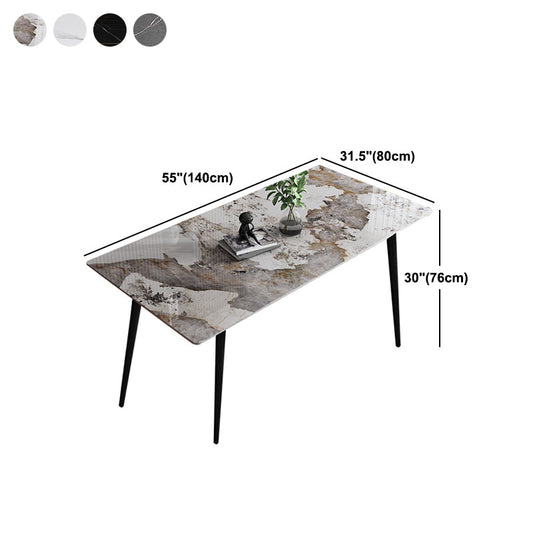 Stone Top Table 4 Legs Rectangle Dining Table for Home Kitchen Dinner Clearhalo 'Dining Tables & Seating' 'Dining Tables' 'dining_table' 'furn' 'furn_dining_table' 'Furniture' 'Kitchen & Dining Furniture' 5563197