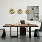 Mesa de comedor de rectángulo industrial de metal mesa de madera de pino con base de trineo