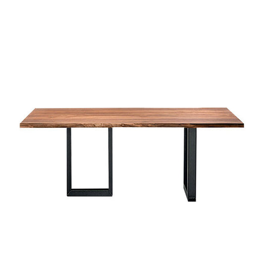 Metal Industrial Rectangle Dining Table Pine Wood Top Table with Sled Base Without Chairs