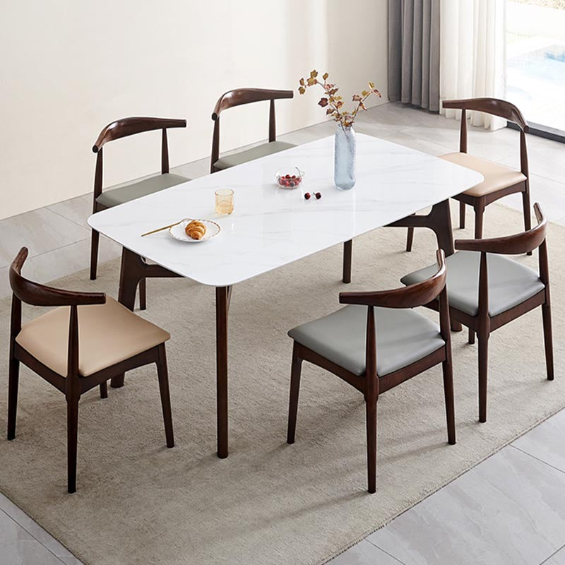 Mitte des Jahrhunderts Rechteck Esstisch Weißer Stein Top Stativ Basis Esstisch