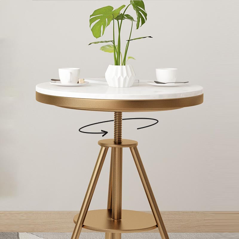 Tavolo da pranzo rotondo tradizionale tavolo in marmo con base in metallo oro