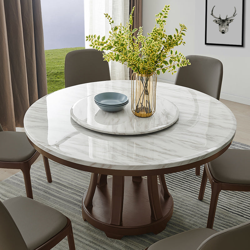 Sintered Stone Dining Table Modern White Convertible Furniture with Pedestal Base for Home