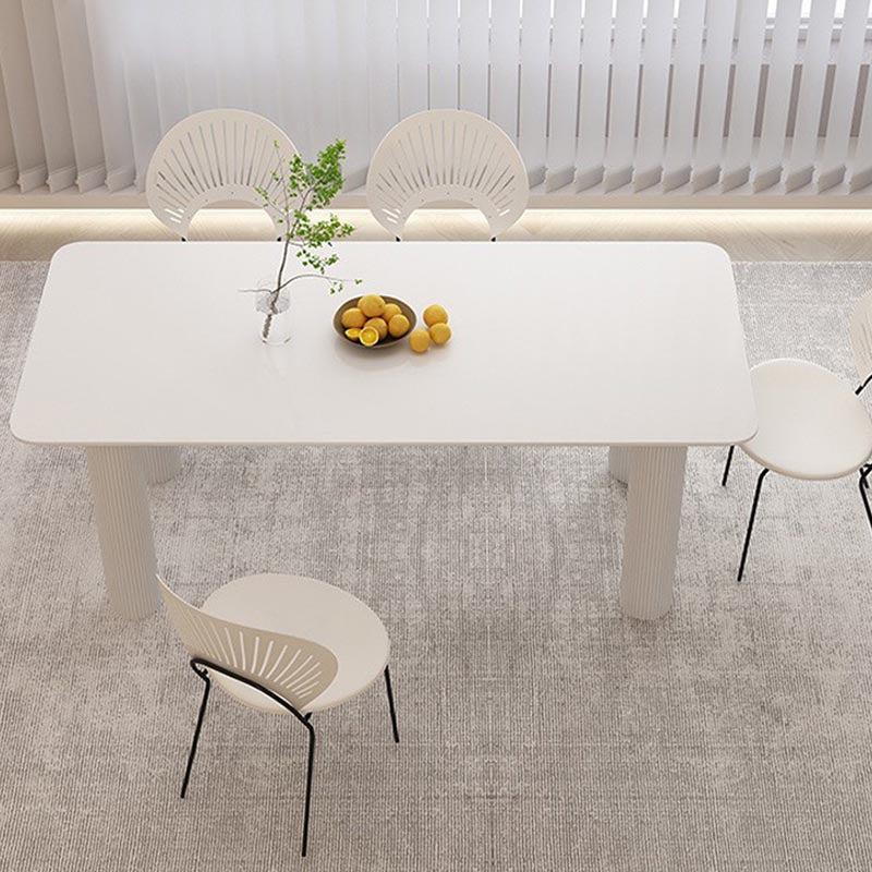Modern Rectangle Dining Room Collection Stone and Wood Fixed Dinner Table White 70.9"L x 35.4"W x 29.5"H Without Chairs Clearhalo 'Dining Tables & Seating' 'Dining Tables' 'dining_table' 'furn' 'furn_dining_table' 'Furniture' 'Kitchen & Dining Furniture' 5563315