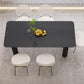 Modern Rectangle Dining Room Collection Stone and Wood Fixed Dinner Table Black Without Chairs Clearhalo 'Dining Tables & Seating' 'Dining Tables' 'dining_table' 'furn' 'furn_dining_table' 'Furniture' 'Kitchen & Dining Furniture' 5563316