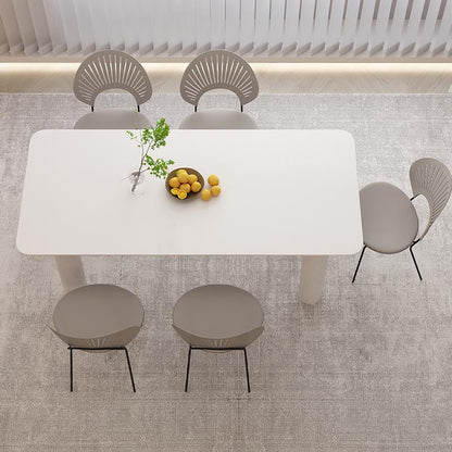 Modern Rectangle Dining Room Collection Stone and Wood Fixed Dinner Table 55.1"L x 27.6"W x 29.5"H Without Chairs Clearhalo 'Dining Tables & Seating' 'Dining Tables' 'dining_table' 'furn' 'furn_dining_table' 'Furniture' 'Kitchen & Dining Furniture' 5563318