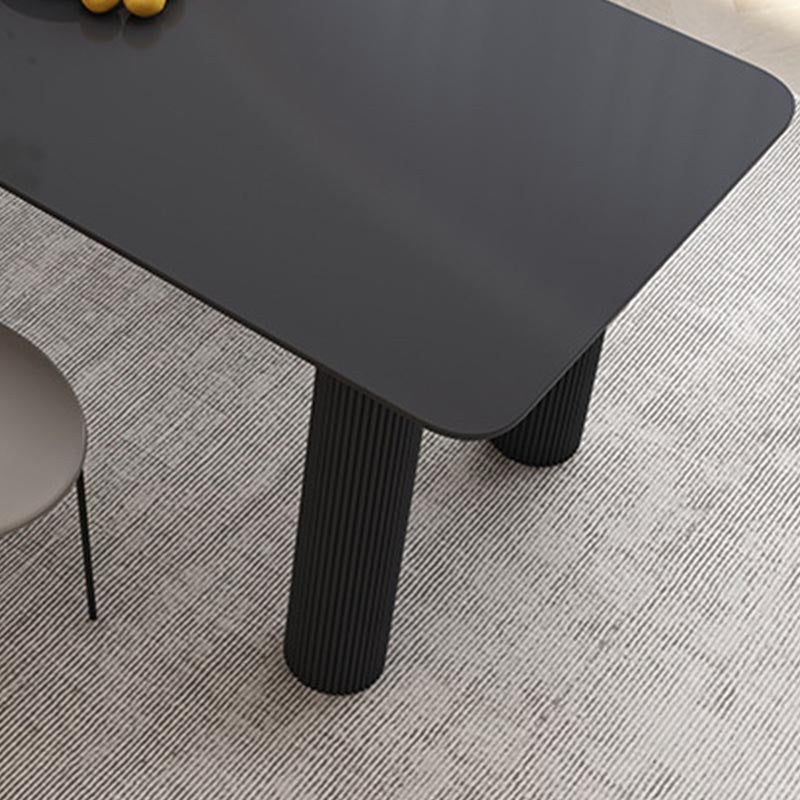 Modern Rectangle Dining Room Collection Stone and Wood Fixed Dinner Table Clearhalo 'Dining Tables & Seating' 'Dining Tables' 'dining_table' 'furn' 'furn_dining_table' 'Furniture' 'Kitchen & Dining Furniture' 5563321