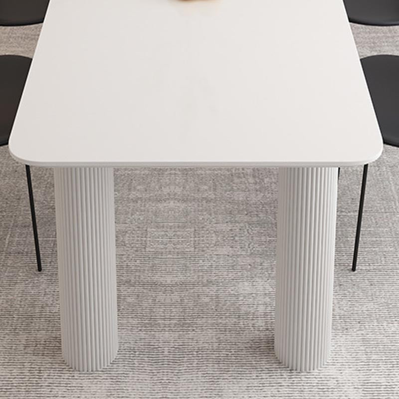 Modern Rectangle Dining Room Collection Stone and Wood Fixed Dinner Table Clearhalo 'Dining Tables & Seating' 'Dining Tables' 'dining_table' 'furn' 'furn_dining_table' 'Furniture' 'Kitchen & Dining Furniture' 5563322
