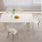 Modern Rectangle Dining Room Collection Stone and Wood Fixed Dinner Table Clearhalo 'Dining Tables & Seating' 'Dining Tables' 'dining_table' 'furn' 'furn_dining_table' 'Furniture' 'Kitchen & Dining Furniture' 5563324