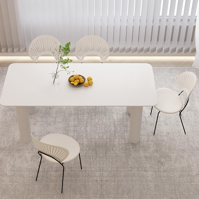 Modern Rectangle Dining Room Collection Stone and Wood Fixed Dinner Table Clearhalo 'Dining Tables & Seating' 'Dining Tables' 'dining_table' 'furn' 'furn_dining_table' 'Furniture' 'Kitchen & Dining Furniture' 5563324